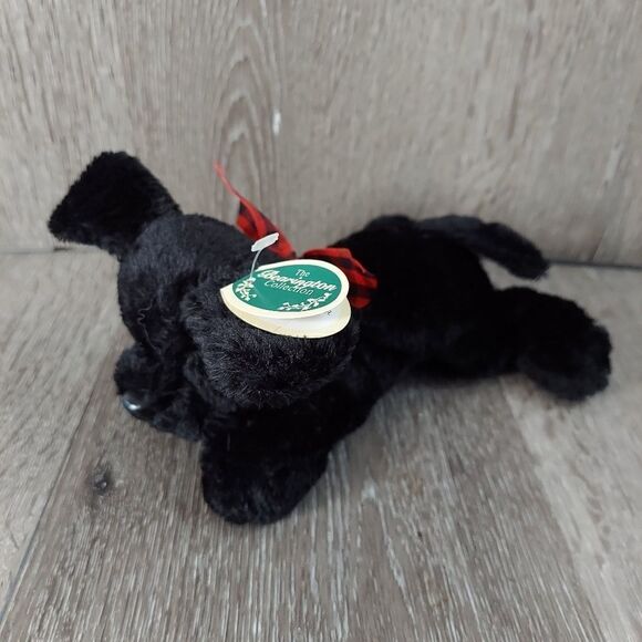The Bearington Collection Black Puppy Dog w/ Red Bow Plush Jackson Jr - Picture 1 of 5
